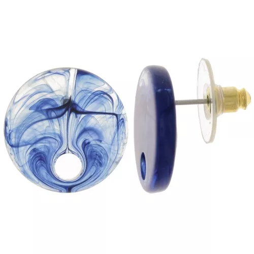 Orecchini tondi in acrilico da 18 mm - Marmo blu scuro x2