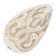 Perle goccia lavorate 18x11 mm stile vintage - Crema - Oro x5|raw }}