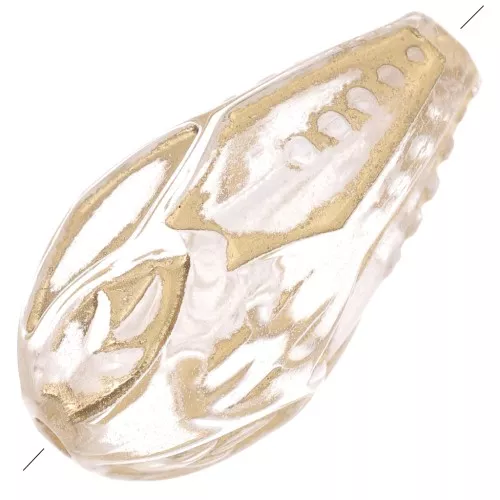 Perle pera lavorate 20x11 mm stile vintage - Trasparente - Oro x5