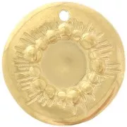 Ciondolo rotondo irregolare 15 mm per cabochon da 6 mm - Acciaio inossidabile 304L dorato x1
