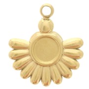 Ciondolo etnico 14x12 mm per cabochon da 4 mm - Acciaio inox dorato 304L x1