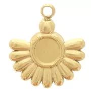 Ciondolo etnico 14x12 mm per cabochon da 4 mm - Acciaio inox dorato 304L x1