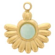 Ciondolo etnico 14x12 mm per cabochon da 4 mm - Acciaio inox dorato 304L x1