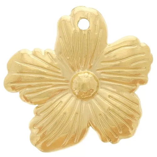 Ciondolo a fiore striato 17x18 mm - Acciaio inossidabile 304L dorato x1