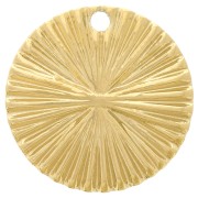 Ciondolo rotondo a effetto plissettato 17 mm - Acciaio inossidabile 304L dorato x1|raw }}