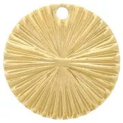 Ciondolo rotondo a effetto plissettato 17 mm - Acciaio inossidabile 304L dorato x1