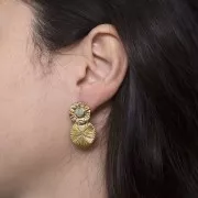 Ciondolo rotondo a effetto plissettato 17 mm - Acciaio inossidabile 304L dorato x1