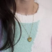 Pendente con cuore martellato 19,5x18mm Acciaio inox304L dorato x1