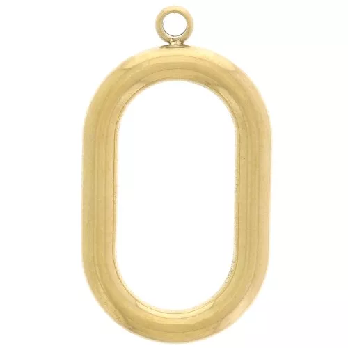 Pendente ovale cavo 21x12 mm - Acciaio inossidabile 304L dorato x1