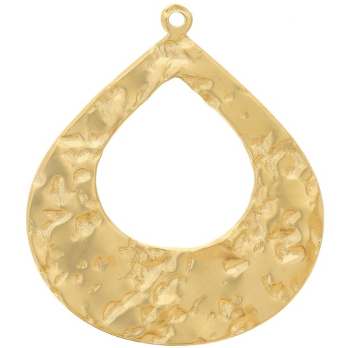 Pendenti goccia martellati 27x23 mm - Acciaio inossidabile 304L dorato x2