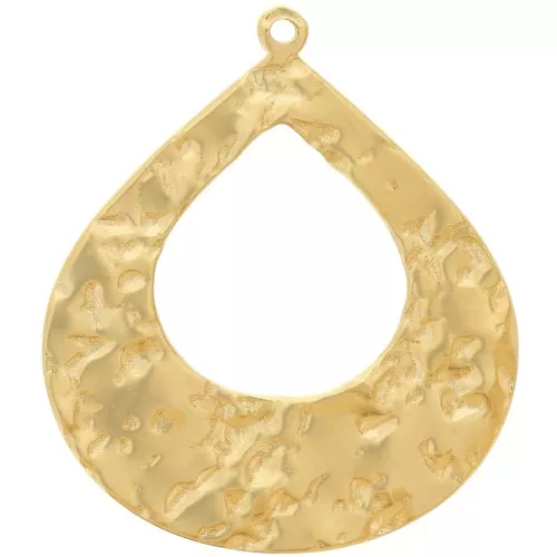 Pendenti goccia martellati 27x23 mm - Acciaio inossidabile 304L dorato x2