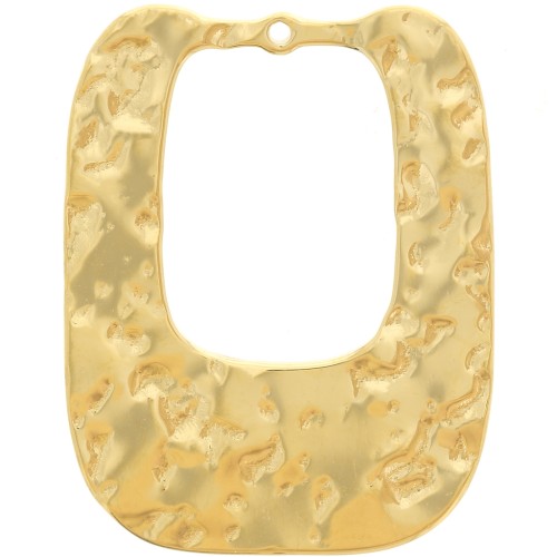 Pendenti rettangolari martellati 25x19mm - Acciaio inossidabile 316L dorato x2