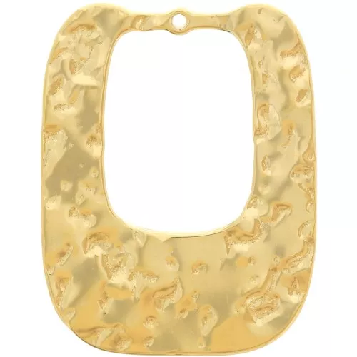 Pendenti rettangolari martellati 25x19mm - Acciaio inossidabile 316L dorato x2