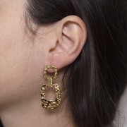 Pendenti rettangolari martellati 25x19mm - Acciaio inossidabile 316L dorato x2