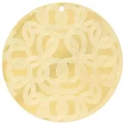 Pendenti rotondi 40 mm - motivo astratto - acciaio inossidabile 316L dorato x2