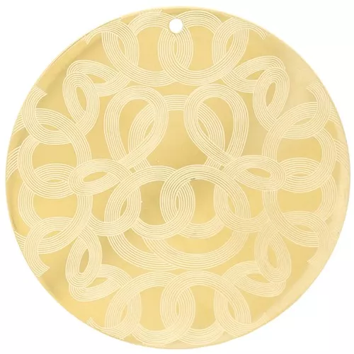 Pendenti rotondi 40 mm - motivo astratto - acciaio inossidabile 316L dorato x2