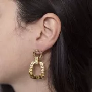 Pendenti rettangolari curvi e martellati 25x22 mm - Acciaio inox 316L dorato x2