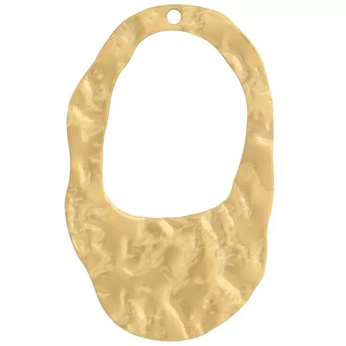 Pendenti ovali irregolari martellati 27x17 mm - Acciaio inox 316L dorato x2