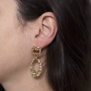 Pendenti ovali irregolari martellati 27x17 mm - Acciaio inox 316L dorato x2