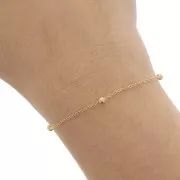 Catena Forzatina con perline rotonde da 3mm - Acciaio inox304L dorato x50cm