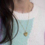 Girocollo a rete Forzatina con perline 2 mm - Acciaio inox 304L dorato x48cm