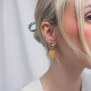 Orecchini a perno a mezza sfera 10 mm - Acciaio inossidabile 304 dorato x2