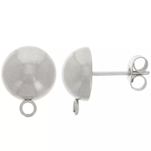 Orecchini mezza sfera da 10 mm - acciaio inox 304 x2