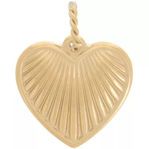 Pendente forma di cuore scanalato da 18 mm - acciaio inossidabile 304 dorato x1