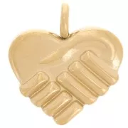 Ciondolo a forma di cuore tra due mani - 15x14 mm - Acciaio inox 304 dorato x1