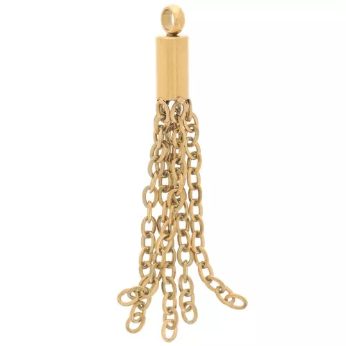 Pendente con nappina a catena da 32 mm - Acciaio inossidabile 304 dorato x1