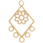 Pendente rombo 32x20 mm e 5 anelli chiusi - Acciaio inossidabile 304 dorato x1