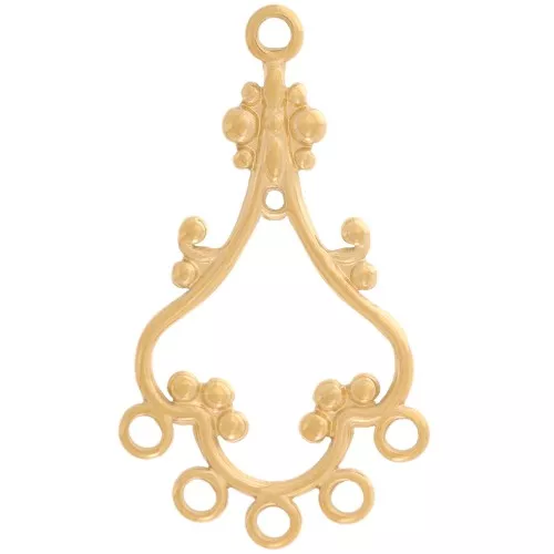 Pendente orientale 35x20 mm e 5 anelli chiusi - Acciaio inossidabile 304 dorato x1