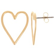Orecchini a cuore cavo 21x17 mm - Dorato con oro fino x2