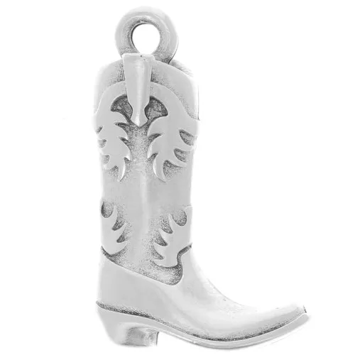 Ciondolo a forma di stivale da cowboy 22x14 mm - Placcatura in argento antico x1