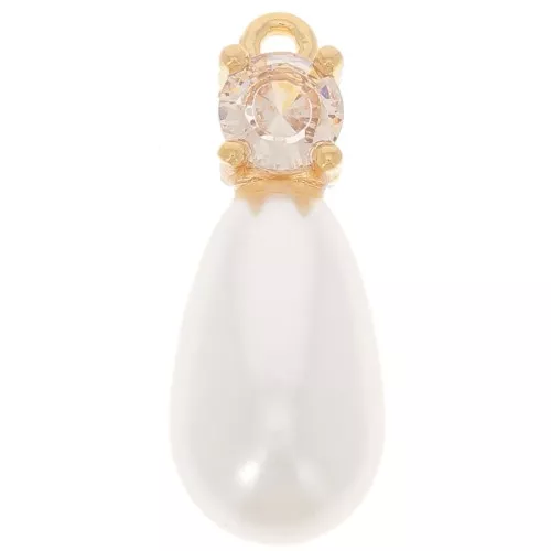 Pendente di perla d'acqua dolce da 18 mm e CZ - Dorato x1