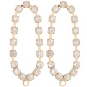 Orecchini ovali 36x15 mm con ossidi di zirconio - Oro - Cristallo x2