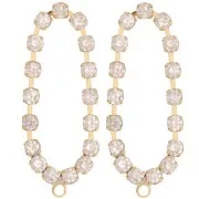 Orecchini ovali 36x15 mm con ossidi di zirconio - Oro - Cristallo x2