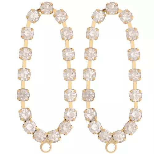 Orecchini ovali 36x15 mm con ossidi di zirconio - Oro - Cristallo x2