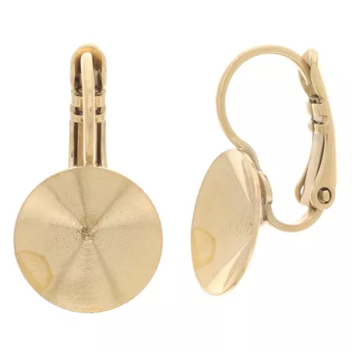 Orecchini con ganci chiusi castone cabochon 1122 Rivoli mm. 12 dorato