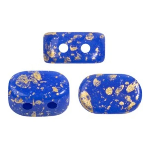 Perle in vetro Lipsi® di Puca® 4x6 mm - Opaque Sapphire Gold Splash x10g
