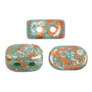 Perle in vetro Lipsi® di Puca® 4x6 mm - Opaque Green Turquoise Tweedy x10g|raw }}