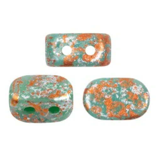 Perle in vetro Lipsi® di Puca® 4x6 mm - Opaque Green Turquoise Tweedy x10g