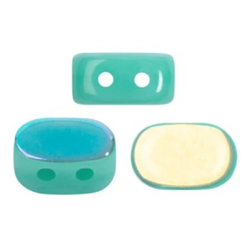 Perle in vetro Lipsi® di Puca® 4x6 mm - Opaque Green Turquoise AB x10g