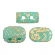 Perle in vetro Lipsi® di Puca® 4x6 mm - Op Green Turquoise Gold Splash Mat x10g