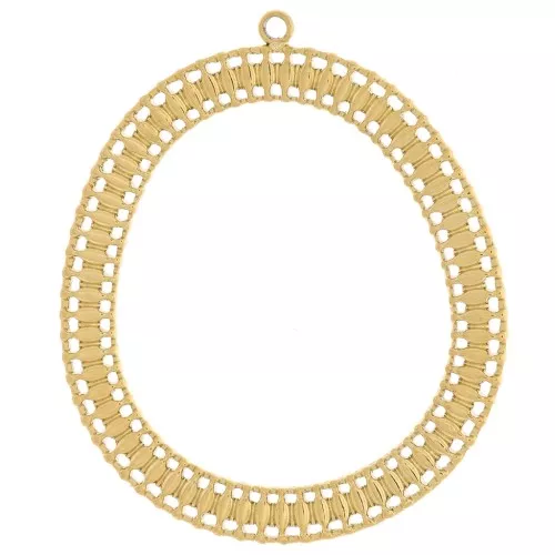 Pendenti ovali irregolari 35x30 mm - Acciaio inossidabile 316L dorato x2