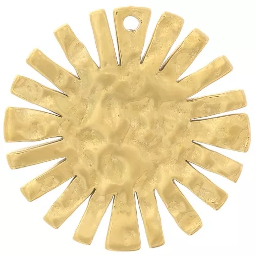 Ciondolo sole martellato 15 mm - Acciaio inossidabile 316L dorato x1