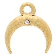 Ciondolo in corno di mezzaluna 11x10mm - Acciaio inox 304L dorato x1