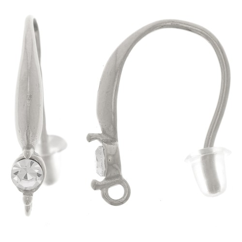 Ganci per orecchie di design da 18 mm con ossido di zirconio - acciaio inossidabile 304L x2