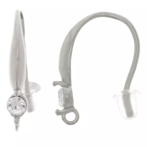 Ganci per orecchie di design da 18 mm con ossido di zirconio - acciaio inossidabile 304L x2