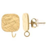 Orecchini quadrati martellati 13x10 mm - Acciaio inossidabile 316L dorato x2